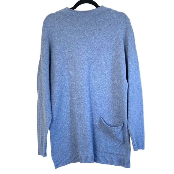 J Jill Wearever Blue Heather Front Pocket Roll Neck Oversized Tunic Sweater Sz S - Picture 1 of 10